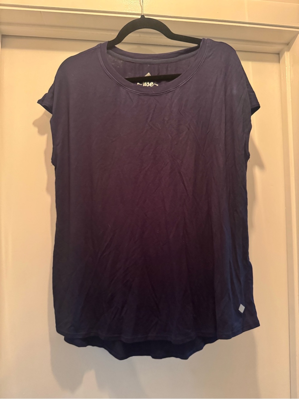 Women's Lularoe Rise Tenacious Navy Workout Short Sleeve Top